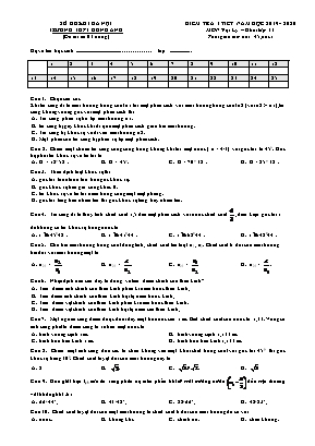 Đề kiểm tra 1 tiết môn Vật lý Lớp 11 - Mã đề 683 - Năm học 2019-2020 - Trường THPT Đông Anh